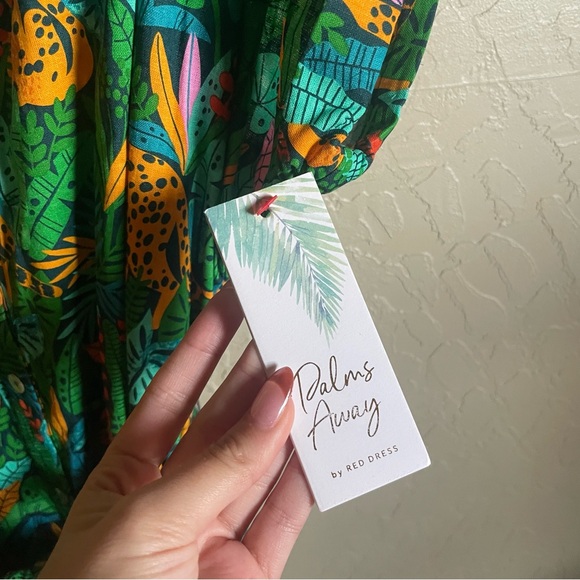 Palms Away Out Of The Woods Green Print Midi Dress - Picture 7 of 10